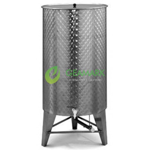 Ανοξείδωτο δοχείο κολλητό κωνικού πυθμένα  ανοικτού  τύπου 300LT