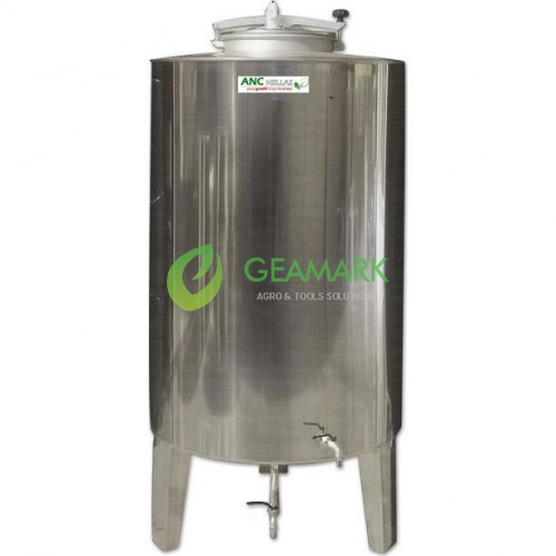 Ανοξείδωτο δοχείο κλειστού τύπου με υποδοχή βαλβίδας Αζώτου 500 Lt. Δοχείο κλειστού τύπου με υποδοχή αζώτου